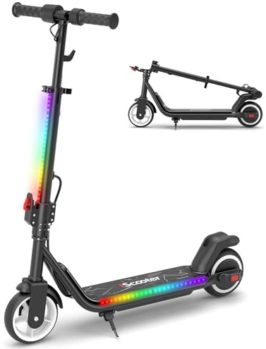 iScooter IK3MAX Trottinette éLectrique Enfant 6,5,Pliable,pour 8-15 Ans,Vitesses 8/13/19 km/h,Autonomie 13km,ÉCran LED,Lumières LED Colorées,Bluetooth,Klaxon,Guidon RéGlable