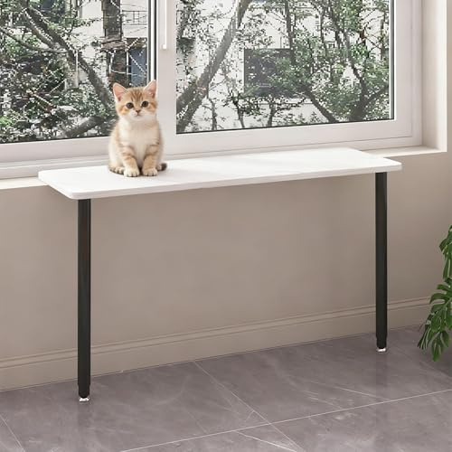 EXCLURA Extensor para Alféizar de Ventana Repisa de Ventana Extensible para Gatos, Estante Extensible para Ventana con Altura Ajustable, Soporte para Plantas de Repisa(Black,55x30cm(21 5/8x11 3/4))