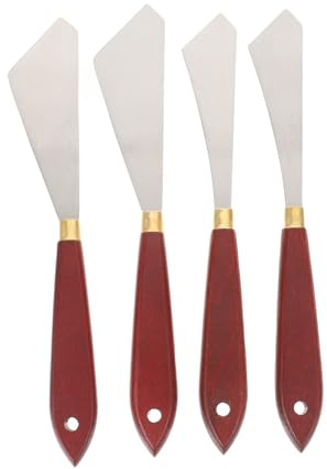 UKCOCO Set 4 Raschietti Per Pittura Artistica in Acciaio Inox, Palette Per Miscelare Colori, Spatole Per Ceramica e Decorazione Murale Per Pittori e Modellisti