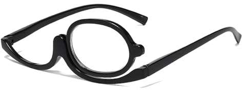 Generisch Make-up Brillen, Drehbare Make Up Lesebrille Mit Einer Linse, Make-up Lesebrillen Mit Klappbaren Brillenglas, Schminkbrille für Frauen Make-up Essential(Schwarz,3.5x)