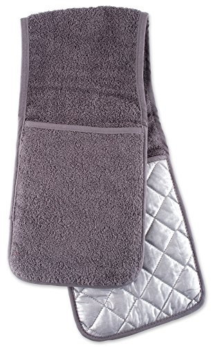 DII Basic Terry Collection 100% Cotton Quilted, Double Mitt, Gray