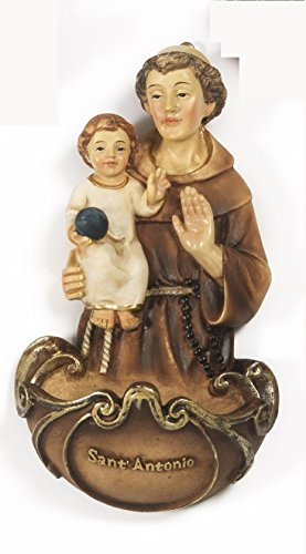 Acquasantiera Sant'Antonio in resina cm. 13,5 d'appendere by Paben