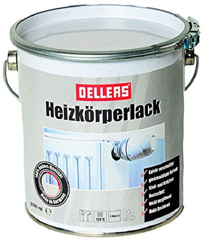 OELLERS Peinture radiateur, 2,5 litres, RAL 9010 blanc pur, qualité supérieure, économique, résistante à la chaleur, aux chocs et aux rayures, antirouille