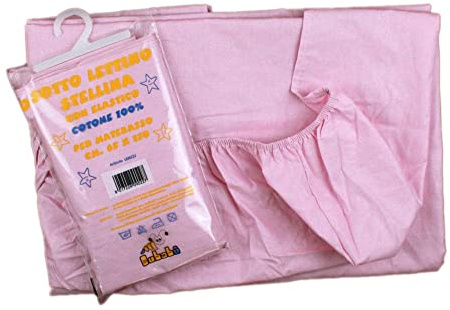 Sábana bajera para cuna con goma de estrella, para colchón de 65 x 130 cm, color rosa