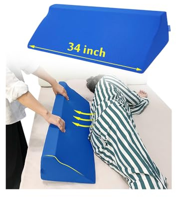 AOSSA Wedge Pillow for Sleeping, Foam Body Positioning Wedges for Bed Adults, 34 Long Inclined Sleepers Cushion for Pressure Ulcer, Bed Sores Treatment, Turning Large Body Nursing Wedge Pillow (Blue)