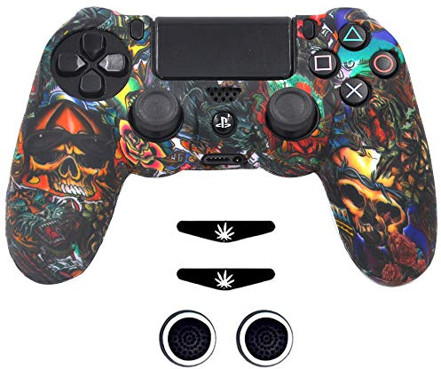 Taifond Anti-Rutsch-Silikon-Controller-Abdeckung für PS4/SLIM/PRO Controller Totenkopf 4.0