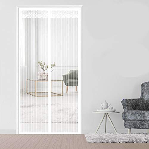 AMZERO Moustiquaire Porte Fenetre Magnetique, 75x210cm Moustiquaire Enroulable Anti Insecte Mouche Moustique Facile à Installer pour Couloirs Portes Patio, Blanc