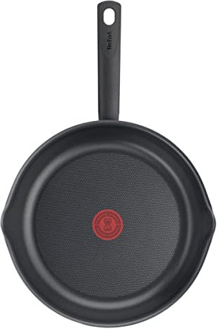 Tefal Day by Day On Bratpfanne, 24 cm, Antihaftbeschichtung, Thermo-Signal bei guter Brattemperatur, NICHT induktionsgeeignet, tiefe Form, mühelose Reinigung, Aluminium, Schwarz, B56404