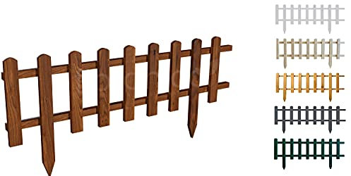 Floranica Beeteinfassung Steckzaun Zierzaun 30 cm x 100 cm Braun Gartenzaun aus Holz Dekozaun Lattenzaun Rasenkante imprägniert Umzäunung für Garten Wege Beeten