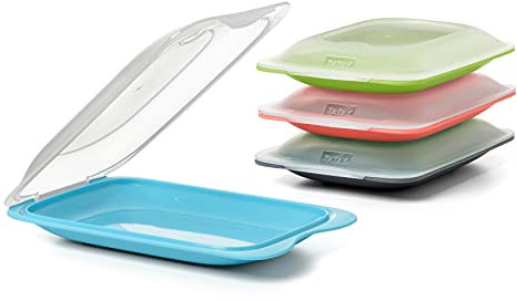 TATAY Aufschnittbox für Kühlschrank | 1 Stück Mini | Frischhaltedose mit Deckel, Stapelbar | Geeignet für Gefrierschrank, Mikrowelle und Spülmaschine | BPA-frei, 12x3,1x18 cm, Zufällige Farbe
