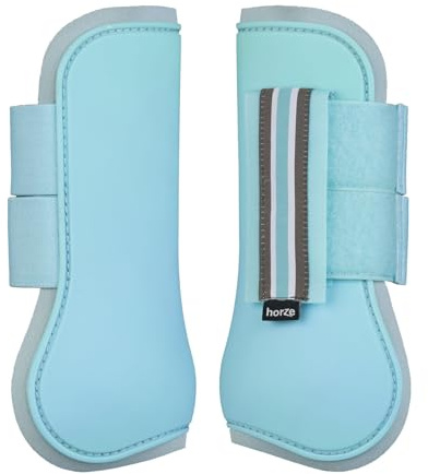 HORZE Adepto Open Front Tendon Boots | Durable Shell with Neoprene Lining - Canal Blue - Horse