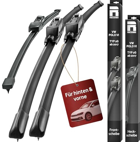 Recambo SCHEIBENWISCHER VORNE + HINTEN kompatibel für VW POLO VI | Typ 2G | ab BJ 2017> (3er Set: 650mm / 450mm / 275mm)