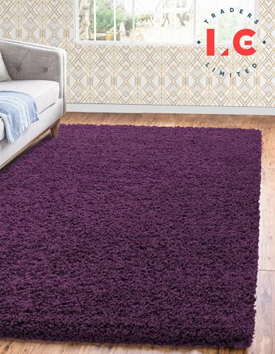 LG TRADERS LIMITED EXTRA THICK HEAVY PILE SOFT LUXURIOUS SHAGGY MODERN AREA BEDROOM HALL RUG RUNNER MAT (Purple, 60 x 110 cm)