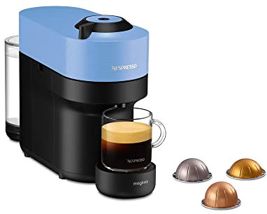 Nespresso De'Longhi ENV90.A Vertuo Pop, Kaffeekapselmaschine, bereitet 4 Tassengrößen zu, Centrifusion-Technologie, Willkommens-Paket Inbegriffen, 1260W, Pazifikblau