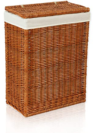 Lycce Wäschekorb + Deckel 60L Nischenwäschekorb Weide, natur