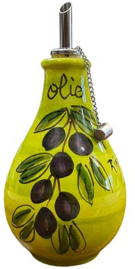 Amarcord La Romagna Huilier en céramique faite et peinte à la main verte avec motif d'olives 500 ml