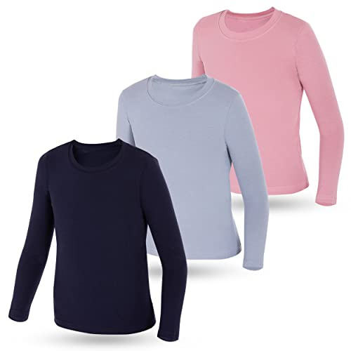 LOREZA ® 3er Pack Kinder Mädchen Langarm Langarmshirt Unterhemden (92-98 (2-3Jahre), Modell 6)