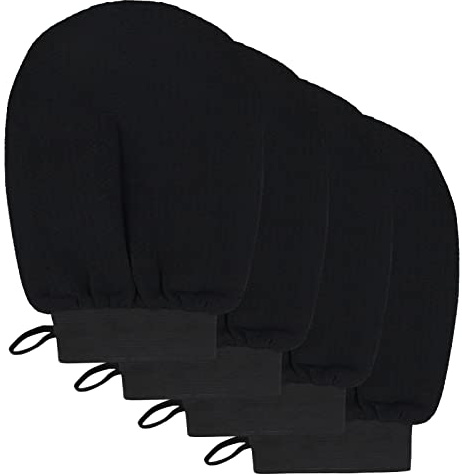 4 guantes exfoliantes, manopla de exfoliación, guante exfoliante de cuerpo profundo negro, removedor de piel muerta, guantes de exfoliación corporal de ducha para mujeres y hombres, encarnados