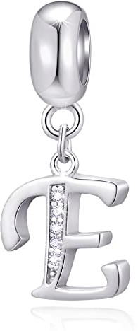 GLOWDAS 26 Buchstaben Charms Initials A-Z Alphabet Anhänger Perlen, passen europäische DIY Armband, 925 Sterling Silber Pendant Letter mit CZ Charm, Geschenke für Muttertag/Familie/Freunde
