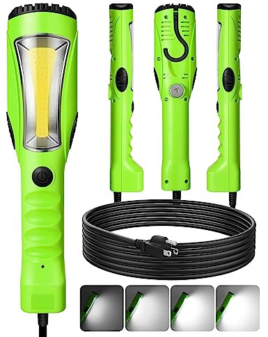 EDISHINE 2000LM LED Work Light, 15ft Underhood Work Light, Dimmable COB LED Trouble Light with Cord 16 Gauge SJTW, Strong Magnet, Swivel Hook for Mechanic, Garage, Workshop, Car Repair, ETL Listed