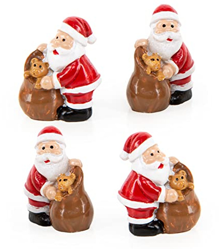 Logbuch-Verlag 4 mini Nikolaus Figuren mit Teddybär kleine Weihnachtsmann Santa Nikolausgeschenk für Kinder, Kollegen, Mitarbeiter 3 cm