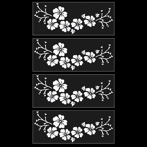 GORGECRAFT 4 Blatt Hawaiianische Aufkleber Und Abziehbilder Hibiskusblüten-Autoaufkleber Weiße Autoaufkleber Wasserfeste Vinyl-Automobil-Außendekoration Für SUV LKW Motorrad Türen Wände Laptop