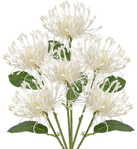 Briful 6 Stück Kunstblumen Wie Echt Künstliche Chrysantheme mit biegsamen Stiel für Hausgarten Party Büro Dekoration Blumengesteck