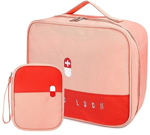 Ritte 2 Stücke Medikamententasche, Notfalltasche, Leer Medizinische Notfalltasche, Tragbar Reiseapotheke Tasche, für Home Office Reisen Outdoor (A)