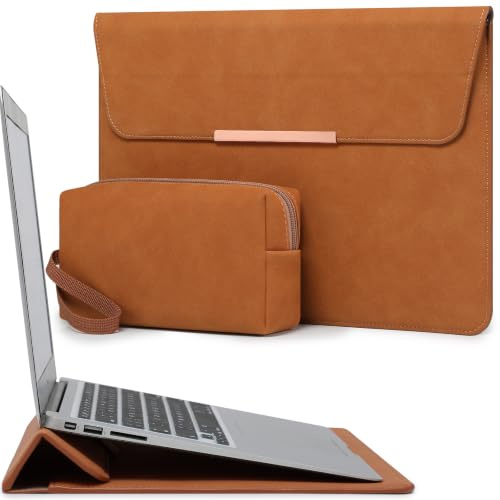 HYZUO 15 Zoll Laptop-Hülle mit Ständerfunktion, Braun | für MacBook Air 15 M5 A3448 M4 A3241 M3 A3114 M2 A2941 2026-2023, MacBook Pro 15, 15 Surface Laptop 7/6/5/4/3