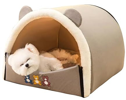Galatée Katzenbett, Süßes Katzenhaus, Abnehmbares Und Waschbares Haustierhöhlenbett, Tragbares Katzen-Iglu-Bett Mit Abnehmbarem Kissen, Warmes Katzenhöhlenbett(L, Grau)