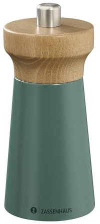 Zassenhaus Salzmühle WESTERLAND 12 cm, Keramikmahlwerk, deep forest | Lackiertes Buchenholz, für Salz und getrocknete Kräuter, stufenlos einstellbares Keramikmahlwerk, 25 Jahre Garantie