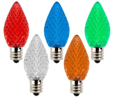 R&RENXIA 25 stücke LED Ersatz Weihnachtsbirnen C7 E12 Sockel 110V 220V Kinderzimmer Outdoor Light Hochzeitsgruppe Dekoration,Rot