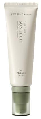 [VILLAGE 11 FACTORY] DAILY MILD SUN FLUID (50ml) Koreanische Hautpflege – Flüssige und leichte Sonnencreme – Schützt vor UV-Strahlung – hellt den Teint auf – spendet Feuchtigkeit – Anti-Aging