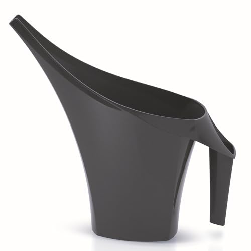 botle Regadera de 2 l, color antracita, perfilado, para casa y jardín, con protección contra rebosadero