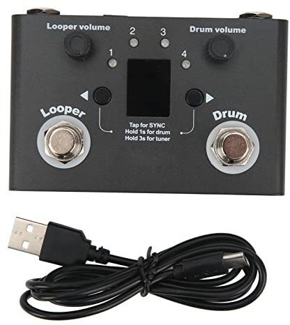 Pedale Drum Looper, 4 Posizioni di Archiviazione 11 Minuti di Tempo di Registrazione Pedale Effetto Loop Frase in Metallo con Accordatore, Stazione Pedali Chitarra Basso