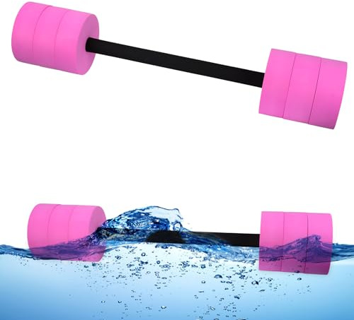 BOOSTEADY Manubri per Esercizi Acquatici Piscina in Schiuma Eva ad Alta Densità per Aerobica in Acqua Perdita di Peso, Bilanciere Lungo, Rosa Lungo