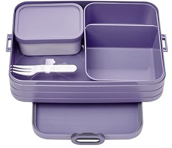 Mepal Take a Break Bento Lunch Box Large, Lunch Box with Bento Box, Prep Box for Sandwiches, Small Snacks & Leftovers, Snack & Lunch, Food Box with Compartments, 1500 ml, Vivid Lilac