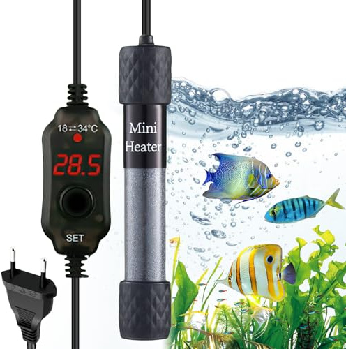 WIYETY Explosionsgeschützt Mini Aquarium Heizung: 50W Tauchheizung für Aquarien mit Temperaturanzeige, für Unter 20L Aquarium, Aquarium Heizstab für Fischtanks und Aquarium
