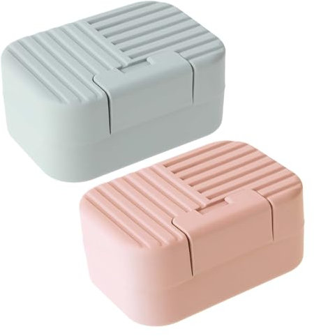 Lot de 2 porte-savon de voyage avec couvercle, boîte à savon portable scellée avec couvercle étanche pour voyage, camping, salle de bain, randonnée, douche