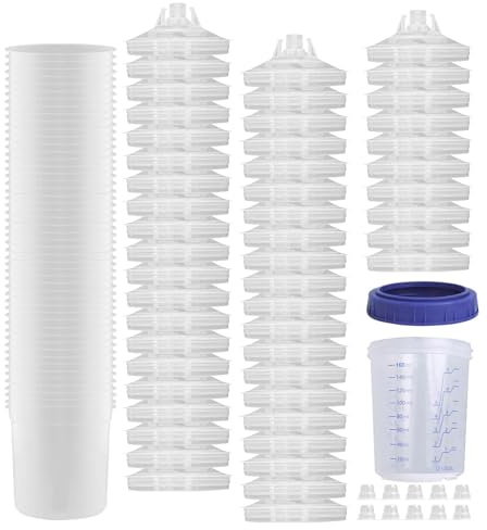 Gobelets doseurs de Peinture - Gobelets de mélange de Peinture avec couvercles, jetables Gobelets de mélange pour pulvérisateur de Peinture | Pistolets à Peinture pneumatiques, gobelets jetables