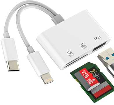 USB C Lightning auf SD Kartenleser Micro SD USB Speicher für iPhone 16 15 Pro Kamera für iPad 10 Mac Kompatibel mit Samsung für Apple TF Memory Adapter OTG Card Reader