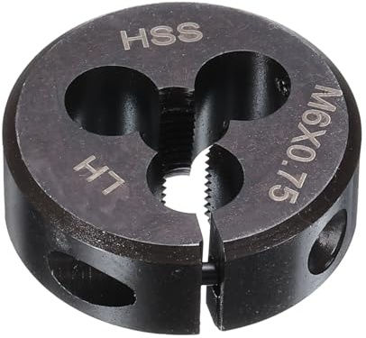 sourcing map Troquel de rosca redondo M6 x 0.75 rosca métrica de 1 pulgada OD ajustable mano izquierda acero de alta velocidad (HSS) troquel redondo de corte de rosca para reparación de roscas