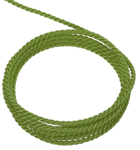 sourcing map Twisted Cord Trim 5 Yard 2mm Olive Green - 5m | 3-Ply Twine Braided Rope Shiny Thread String for Craft Gift Bag Curtain Christmas Decor