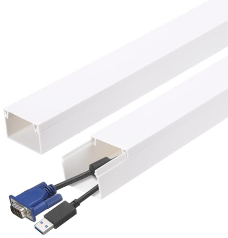 sourcing map Lot de 4 caches-câbles muraux en PVC pour gestion des câbles TV (longueur totale de 152,4 cm), 38,1 x 3 x 2 cm (L x l x H), blanc