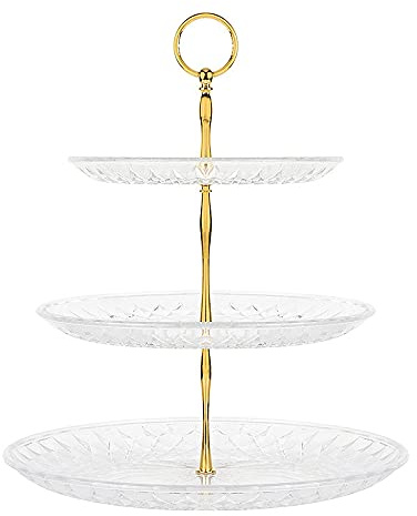 Zykphao 3 Tiers Cake Stand, Cupcake Display Stand, Clear Acrylic Dessert Fruit Plates for Wedding Birthday Baby Shower Party Summer Afternoon Tea Silver