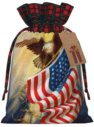 SMSJTMWHN Borsa regalo di alta qualità con aquila con bandiera americana americana, perfetta per gioielli, regali per donne e bambini