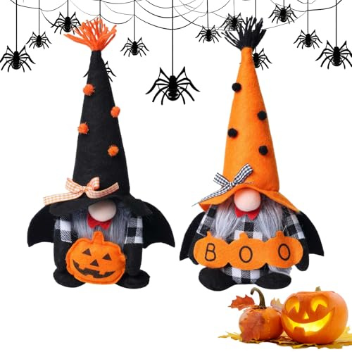 Bambole Halloween - 2 Pezzi Gnomi Zucca Decorazione,Ornamento Nano Senza Volto Per La Casa Per Decorazione Festiva Da Interno Per Adulti E Bambini In Camera Da Letto Finestra Tavolo Divano