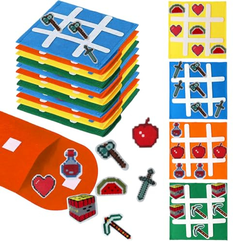 Tic Tac Toe Party Mitgebsel Kindergeburtstag Gastgeschenke, 12 Stück Mini Geburtstag Mitgebsel,Halloween Adventskalender Geburtstag Give Aways,Pinata Füllung (Pixel Gamer)