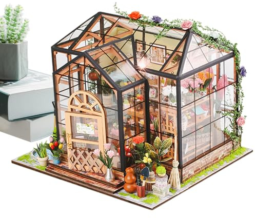 Kit de Construcción de Casa Miniatura | Invernadero con Muebles Y Pegamento para Maquetas | Maqueta de Madera Hecha a Mano Proyectos Creativos Manualidades para Adultos - Regalo Cumpleaños Navidad