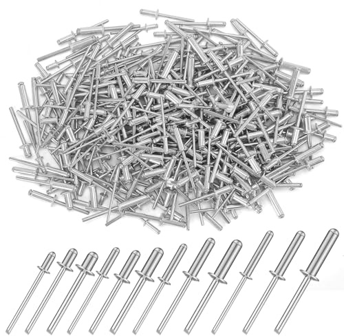 300 Stück Aluminium Blindnieten Set, M3.2 M4 M5 Popnieten Set | Popnieten Kuppelkopf Aluminium, Pop Nieten für Metall, Aufbewahrungsbox, Möbel, Marine